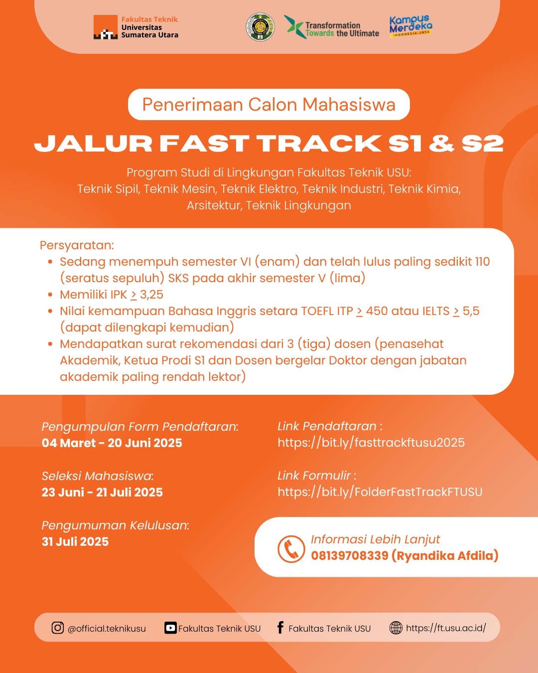 Registration of Fast Track Undergraduate - Master's Degree Program Students in FT USU